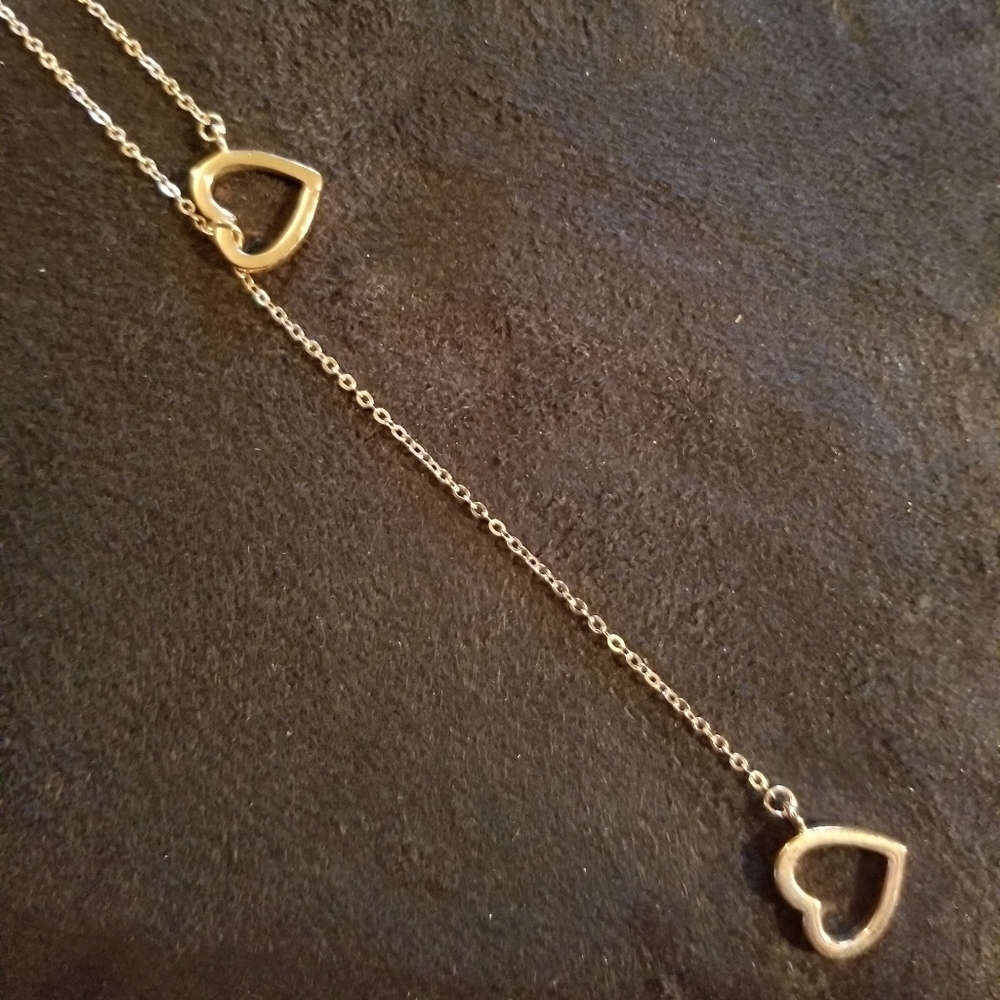 Dangling Hearts 18" Rose Gold Plated Necklace - Picture 6 of 8